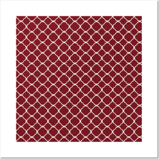 Geometric quatrefoil pattern in wine and white color Posters and Art